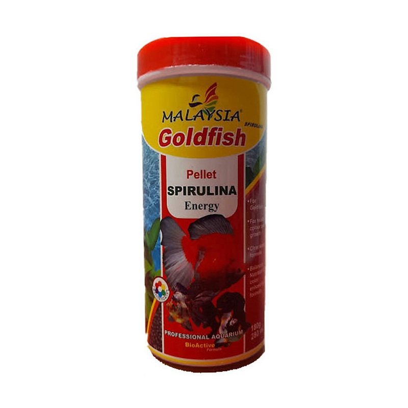 غذای ماهی گلدفیش مالزی حاوی اسپیرولینا Malaysia Goldfish Spirulina وزن ۱8۰ گرم