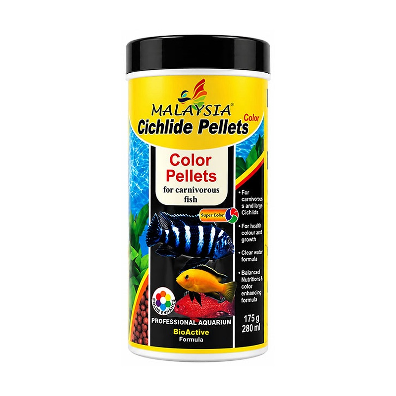 غذای ماهی سیچلاید پلت کالر مالزی Malaysia Cichlid Pellets Color وزن 60 گرم
