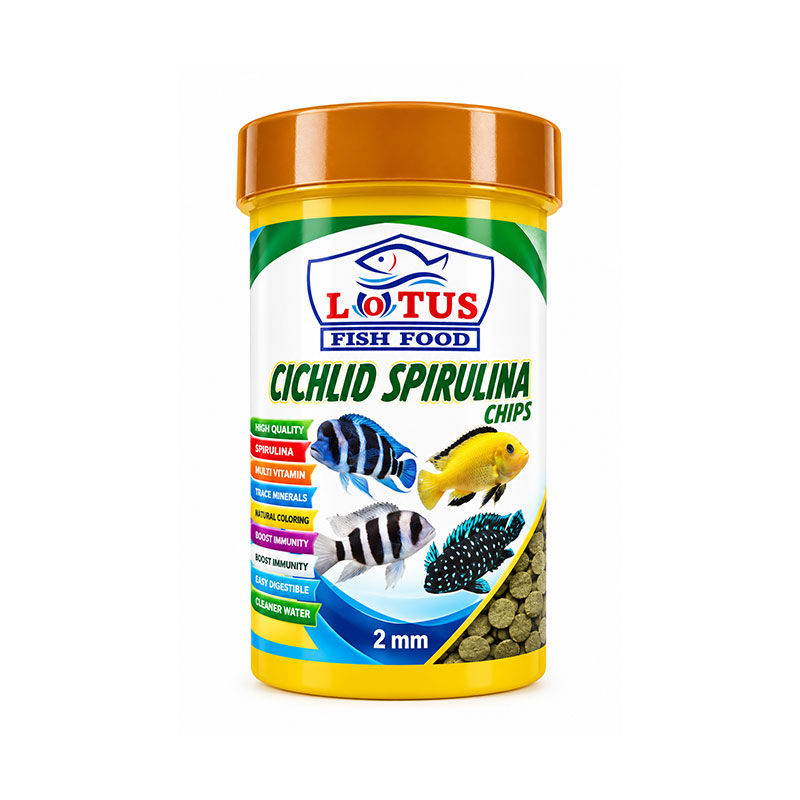 غذای ماهی سیچلاید اسپرولینا لوتوس Lotus Cichlid Spirulina حجم ۱۰۰ میلی‌لیتر