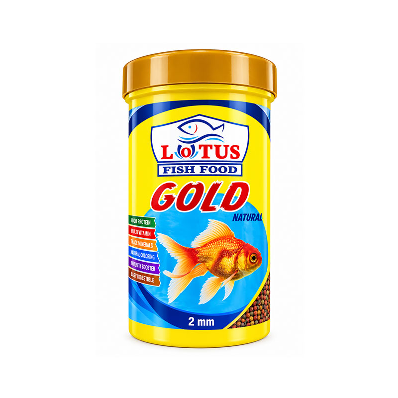 غذای ماهی گلد لوتوس Lotus Gold Natural حجم ۲۵۰ میلی‌لیتر