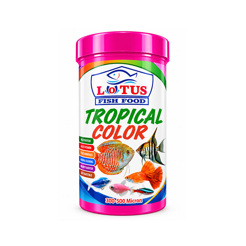 غذای ماهی تروپیکال کالر لوتوس Lotus Tropical Color حجم 250 میلی‌لیتر
