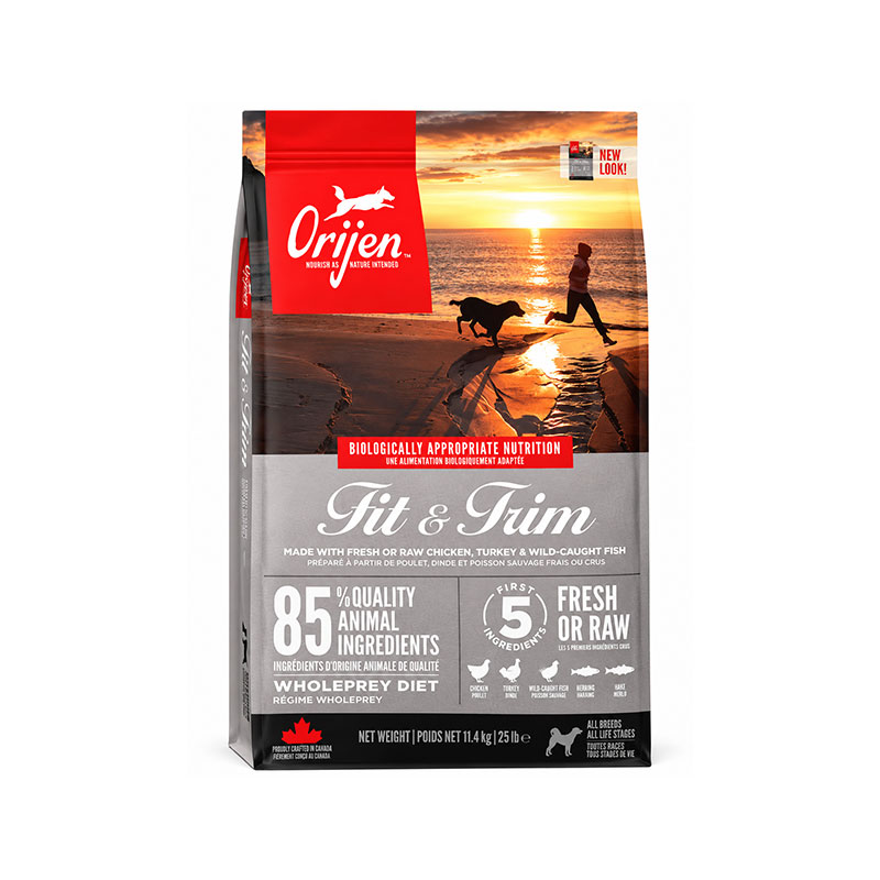 غذای خشک سگ اوریجن با طعم مرغ، بوقلمون و ماهی Orijen Adult Fit & Trim وزن ۱۱.۴ کیلوگرم