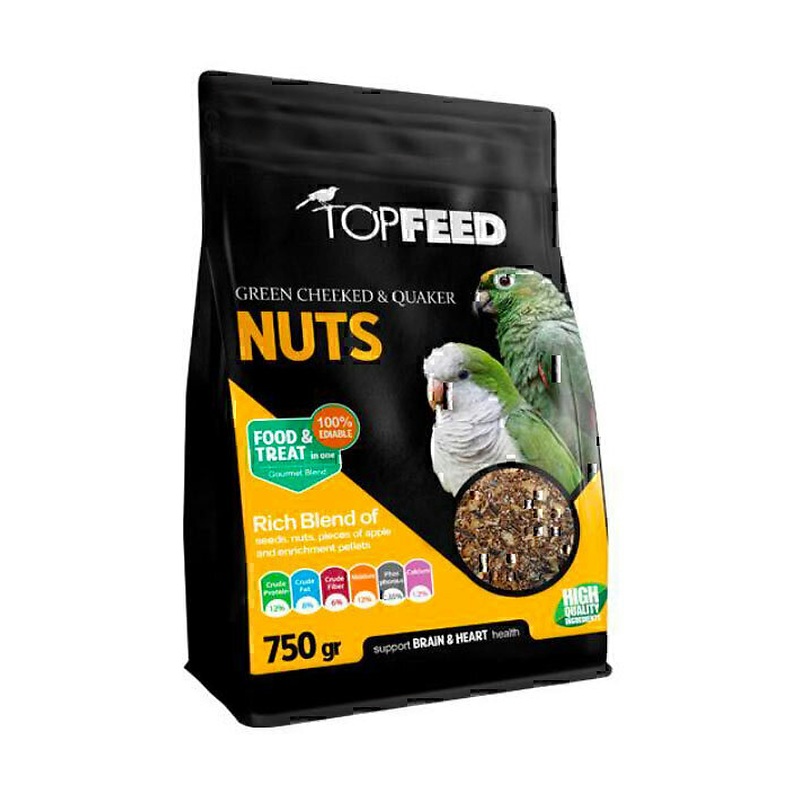 خوراک آجیلی گرین چیک پرندگان تاپ فید Topfeed Green Cheeked & Quaker وزن 750 گرم