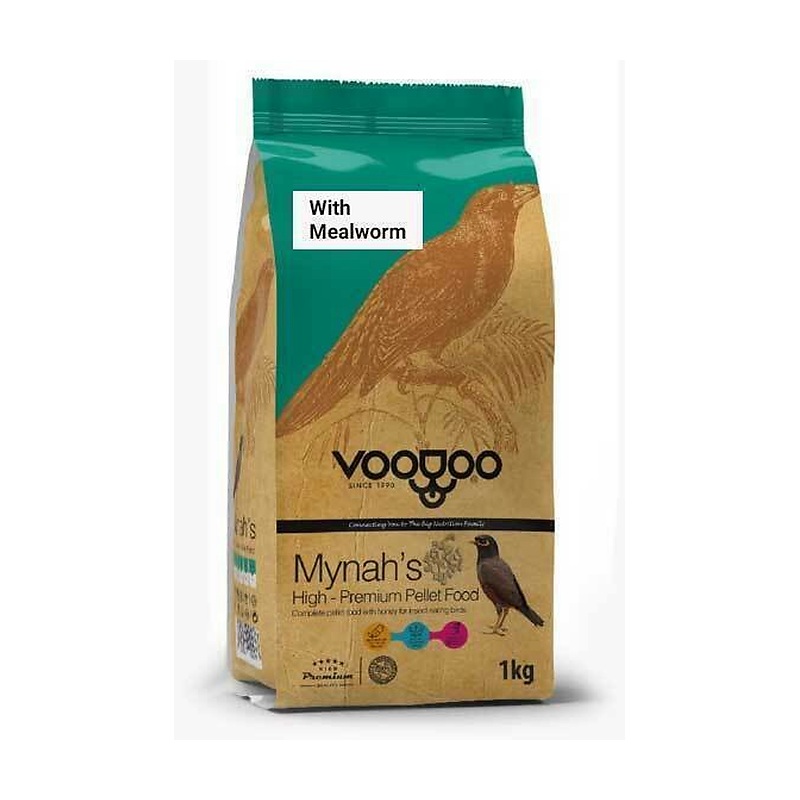 پلت غذای خشک مرغ مینا وودو به همراه میلوورم Voodoo Myna Dry Pallet With Mealworm وزن 1 کیلوگرم