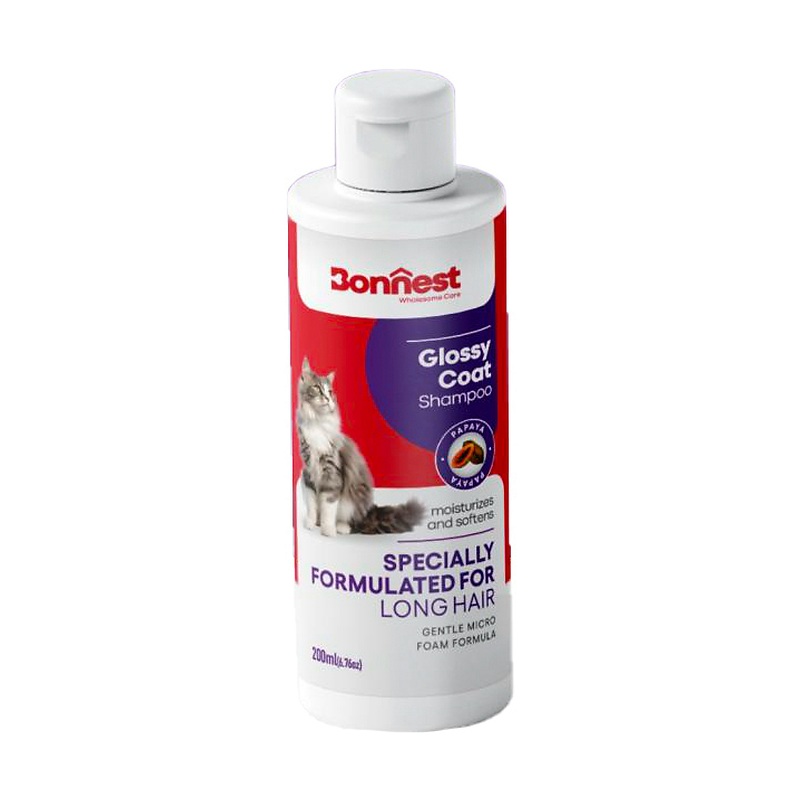 شامپو براق کننده برای گربه های مو بلند بونست با رایحه انبه هندی Bonnest Glossy Coat Shampoo حجم 200 میلی لیتر
